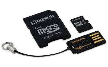 Karta pamięci microSDHC 64GB Class10 + adapter + czytnik USB Kingston