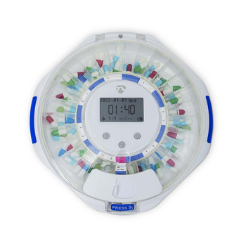 Dyspenser na tabletki Nedis SmartLife 28 przegródek, 9 przypomnień Biały