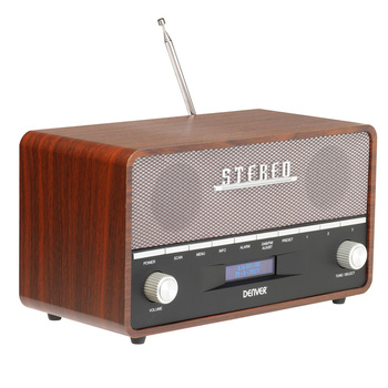 Radio retro Denver DAB-36 z drewnianą obudową