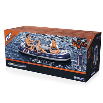 Bestway Ponton dmuchany z wiosłami i pompką 4os Hydro-Force 10'1 x 50''/3,07m x 1,26m TRECK X3 Set  61110