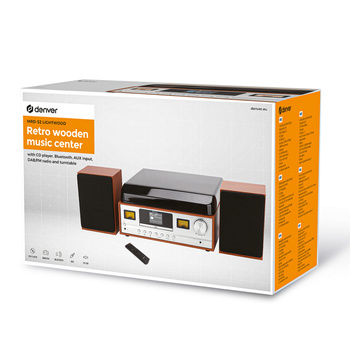 Retro wieża stereo Denver MRD-52 z gramofonem light wood