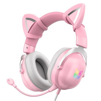 Słuchawki gamingowe Onikuma X11 kocie uszy USB (pink)