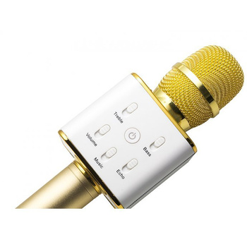 Bezprzewodowy mikrofon karaoke z głośnikiem Technaxx Bluetooth, do 8m (złoto-biały)