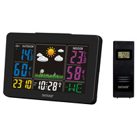 Kolorowa stacja pogodowa z czujnikiem zewnętrznym Denver czarna