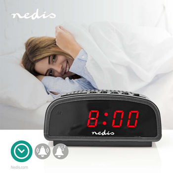 Zegar biurkowy Nedis CLDK008BK LED z drzemką bez radia Czarny