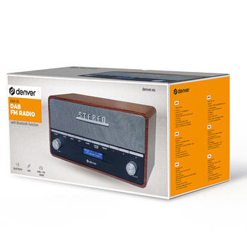 Radio retro Denver DAB-36 z drewnianą obudową