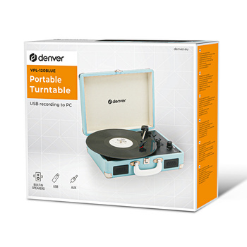 Gramofon Denver VPL-120 z USB do nagrywania na PC niebieski