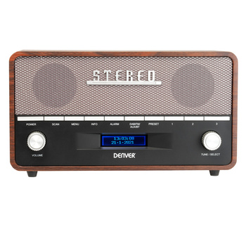 Radio retro Denver DAB-36 z drewnianą obudową
