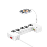 Listwa antyprzepięciowa Energizer z zabezpieczeniem 5 gniazd, 2 gniazda USB-A, 1 gniazdo USB-C 2500W 10A- 20W max 15W magnetic