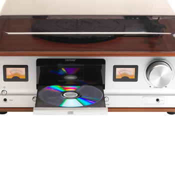 Retro wieża stereo Denver MRD-52 z gramofonem light wood