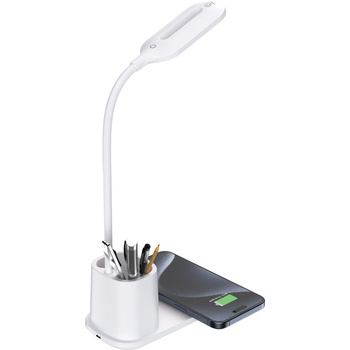 Lampka na biurko ładowarką indukcyjną 15W Rebeltec W601 biała