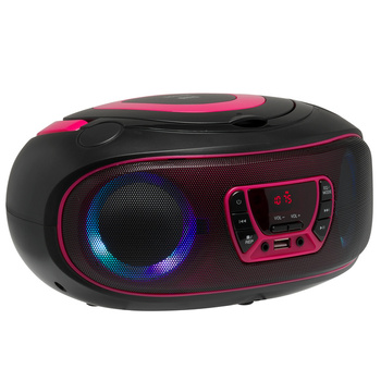 Boombox BT Denver TCL-212BT z radiem, wejściem CD, USB różowy
