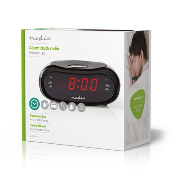 Radiobudzik Nedis CLAR001BK LED projekcja 2x budzik FM Czarny