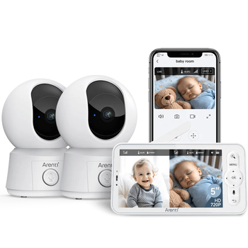 Niania elektroniczna z AI Arenti Wi-Fi 2MP/1080P z dwiema kamerami i ekranem LCD