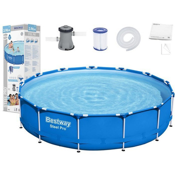 Basen stelażowy Bestway 3,96m x 0,84m 5612E 8 w 1 (basen,pompa,filtr,sitko,zaciski,węże,zaślepki,łatka,instrukcja)