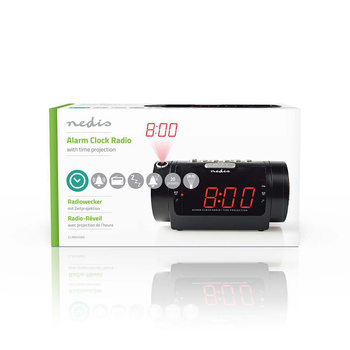 Radiobudzik Nedis CLAR005BK LED projekcja 2x budzik FM Czarny