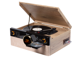 Miniwieża Denver MRD-180 z gramofonem i radio DAB+/FM drewniana