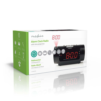 Radiobudzik Nedis CLAR005BK LED projekcja 2x budzik FM Czarny