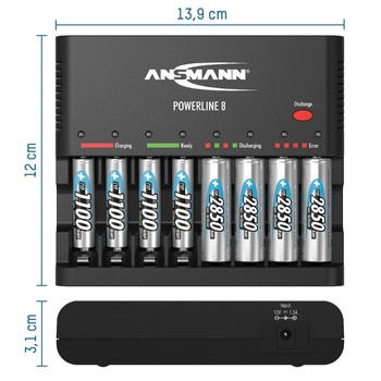 Ładowarka do akumulatorów ANSMANN Powerline 8