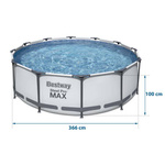 Bestway Basen stelażowy Steel Pro MAX 12" x 39.5"/3.66m x 1.00m 56418