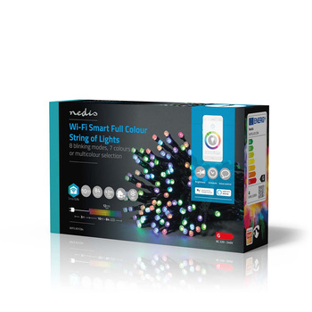 Lampki choinkowe Nedis SmartLife RGB Wi-Fi WIFILX01C84 10m