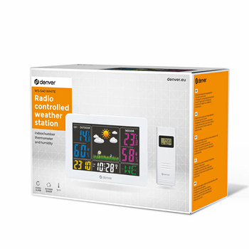 Kolorowa stacja pogodowa Denver WS-540 z czujnikiem zewnętrznym biała