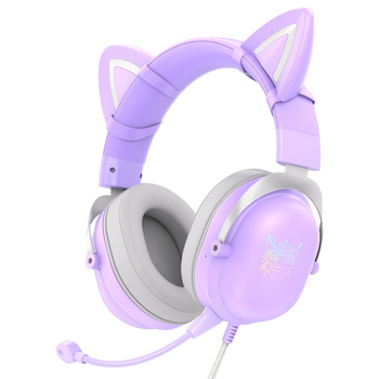 Słuchawki gamingowe Onikuma X11 kocie uszy USB (purple)/Uszkodzone opakowanie
