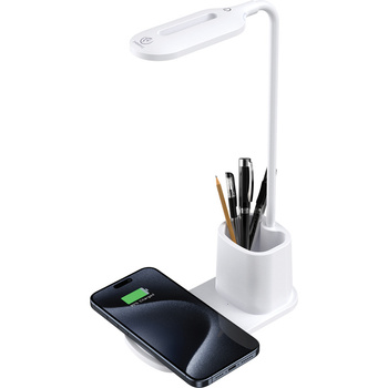 Lampka na biurko ładowarką indukcyjną 15W Rebeltec W601 biała