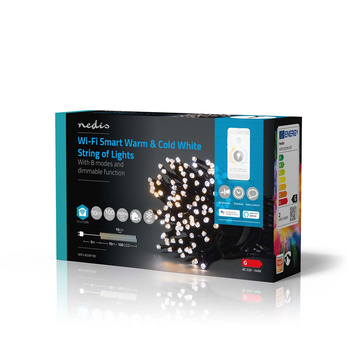 Lampki choinkowe Nedis SmartLife Białe Wi-Fi WIFILX02W100 10m