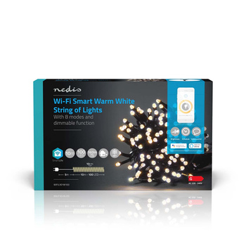 Lampki choinkowe Nedis SmartLife Białe Wi-Fi WIFILX01W100 10m