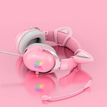Słuchawki gamingowe Onikuma X11 kocie uszy USB (pink)