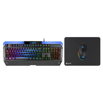 Zestaw gamingowy: klawiatura membranowa RGB, mysz RGB i podkładka (32x25cm) Sades Battle Ram