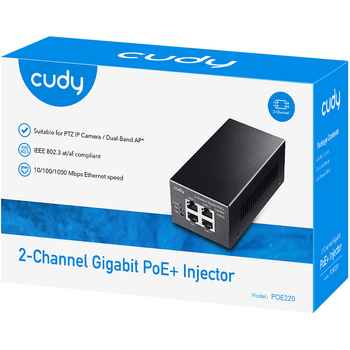 Injector PoE+/PoE Cudy Gigabit 2-Channel 30W
