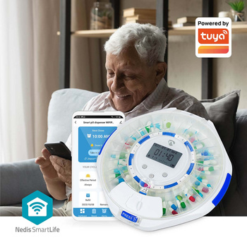 Dyspenser na tabletki Nedis SmartLife 28 przegródek, 9 przypomnień Biały