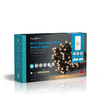 Lampki choinkowe Nedis SmartLife Białe Wi-Fi WIFILX01W50 5m