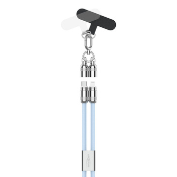 Smycz z kablem USB-C/Lightning ANSMANN 27W 1.2m niebieska