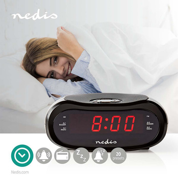 Radiobudzik Nedis CLAR001BK LED projekcja 2x budzik FM Czarny