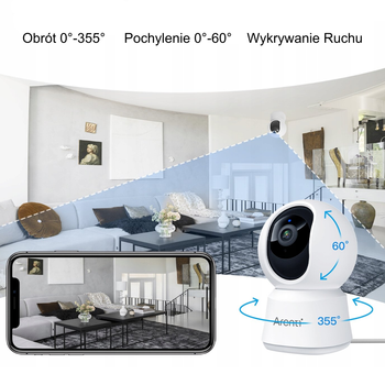 Kamera wewnętrzna Arenti Wi-Fi 3MP/2K z funkcją obrotu i prywatności