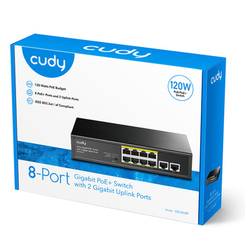 PoE+ Switch Cudy with 2 Gigabit Uplink Ports 120W 8-Port Gigabit