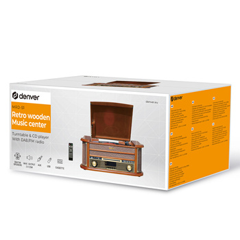 Drewniane centrum muzyczne retro Denver MRD-51 z gramofonem/Uszkodzone opakowanie