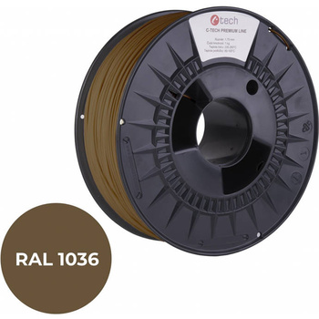 Filament do drukarki 3D C-TECH PREMIUM LINE, PETG, RAL1036, 1,75mm, 1kg, Pearl gold