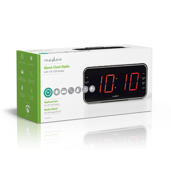 Radiobudzik Nedis CLAR004BK LED AUX projekcja 2x budzik FM Czarny