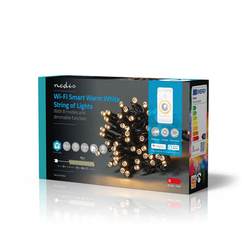 Lampki choinkowe Nedis SmartLife Białe Wi-Fi WIFILX01W50 5m