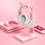 Słuchawki gamingowe Onikuma X11 kocie uszy USB (pink)