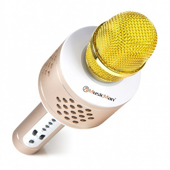 Bezprzewodowy mikrofon karaoke z głośnikiem Technaxx Bluetooth, do 10m (srebrno-złoty)
