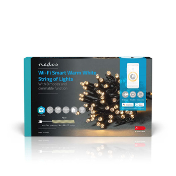 Lampki choinkowe Nedis SmartLife Białe Wi-Fi WIFILX01W50 5m