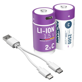 Akumulatory Li-Ion ANSMANN C 2500mAh 1.5V USB-C - 2szt.
