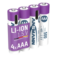Akumulatory Li-Ion ANSMANN AAA 500mAh 1.5V USB-C - 4szt.