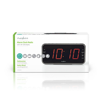 Radiobudzik Nedis CLAR004BK LED AUX projekcja 2x budzik FM Czarny