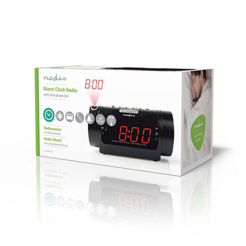 Radiobudzik Nedis CLAR005BK LED projekcja 2x budzik FM Czarny